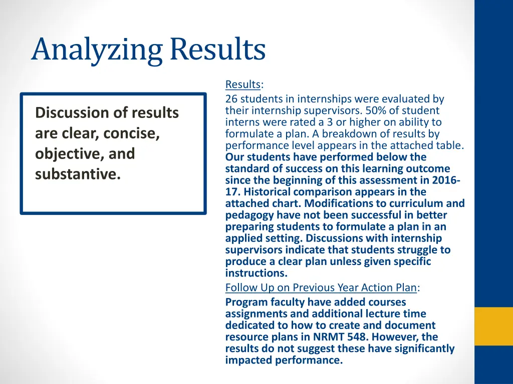 analyzing results