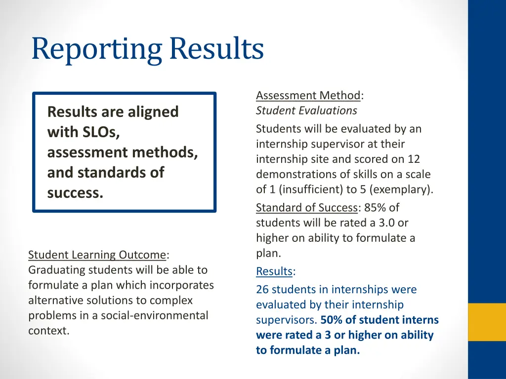 reporting results