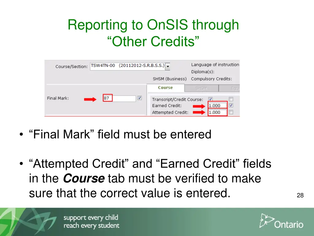 reporting to onsis through other credits 3