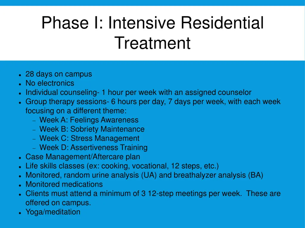phase i intensive residential treatment