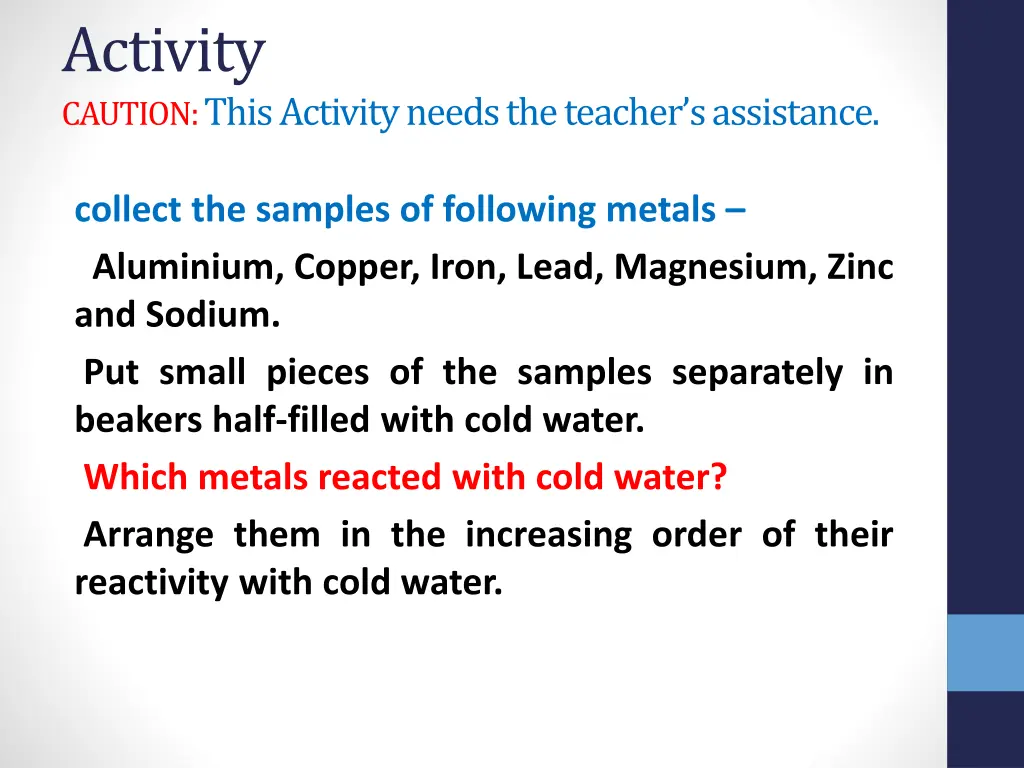 activity caution this activity needs the teacher