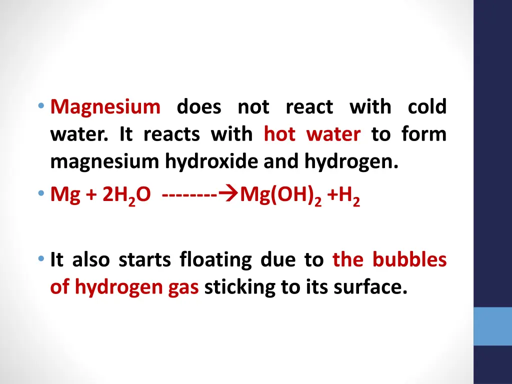 magnesium does not react with cold water