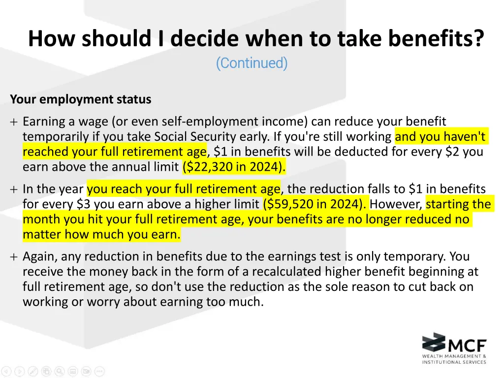 how should i decide when to take benefits 2
