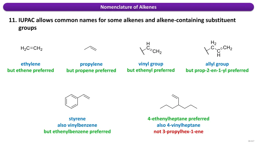 nomenclature of alkenes 8