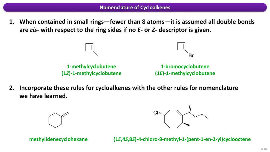 nomenclature of cycloalkenes 1