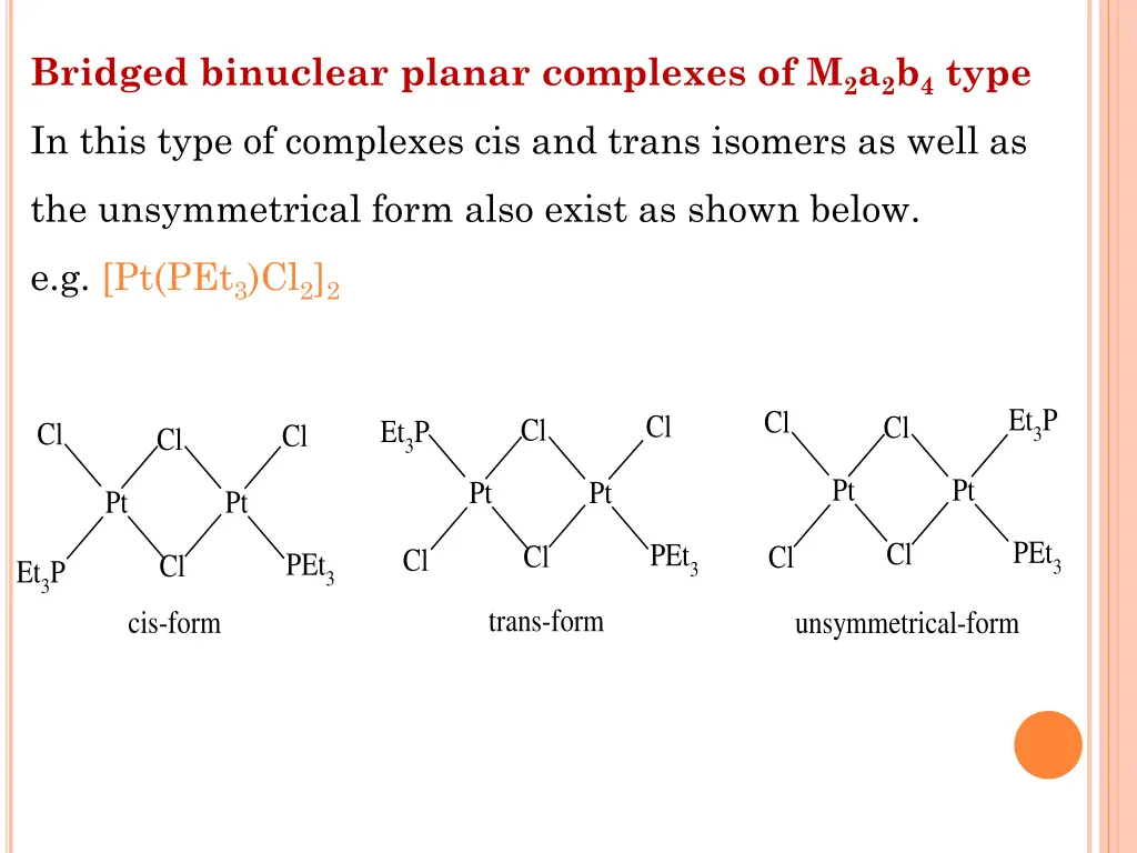 bridged binuclear planar complexes