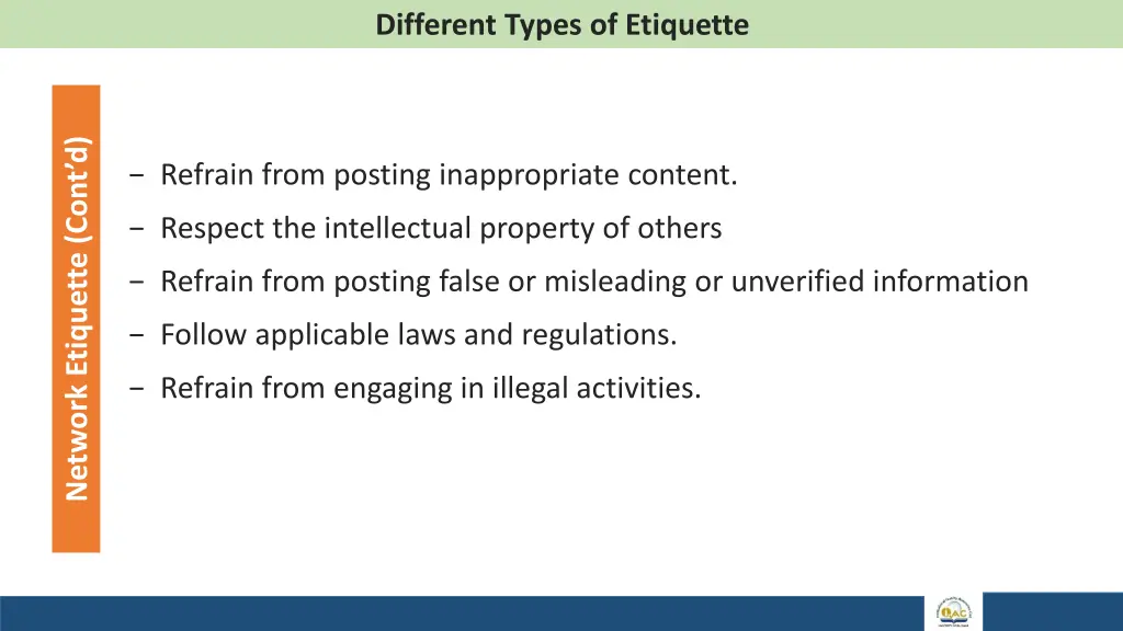 different types of etiquette 10