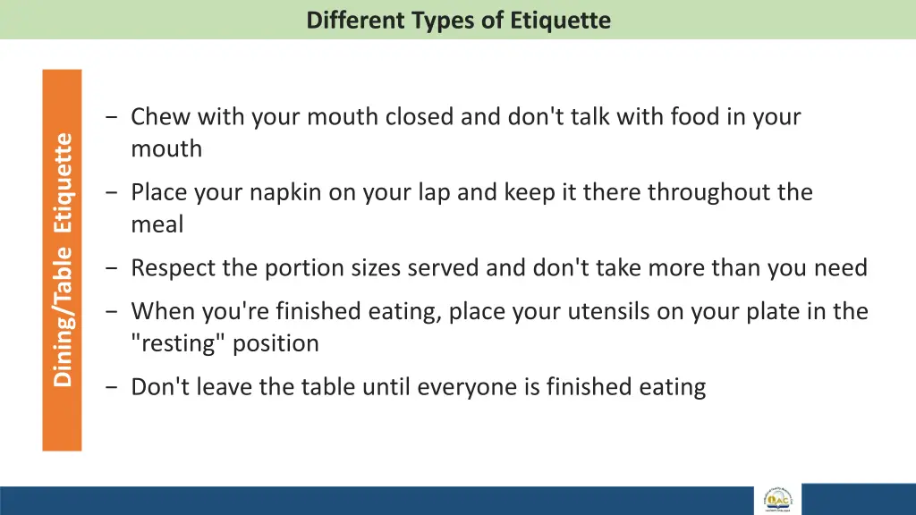 different types of etiquette 12