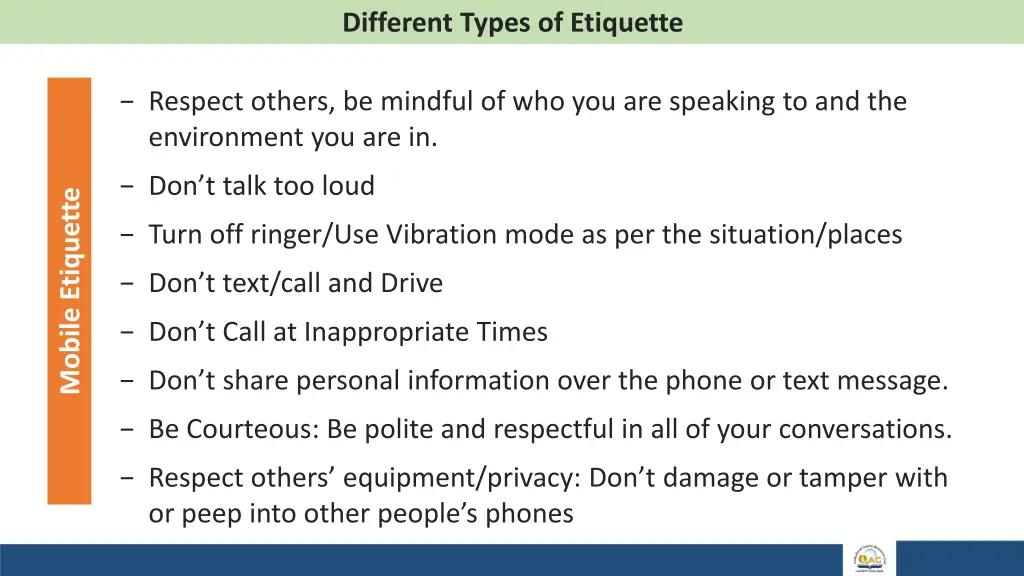 different types of etiquette 8