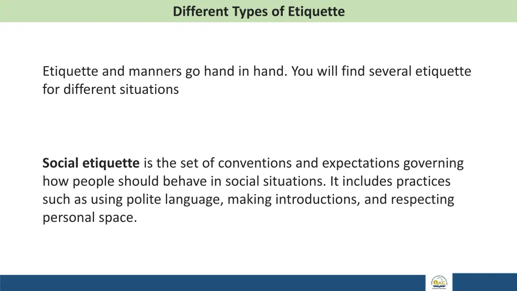 different types of etiquette