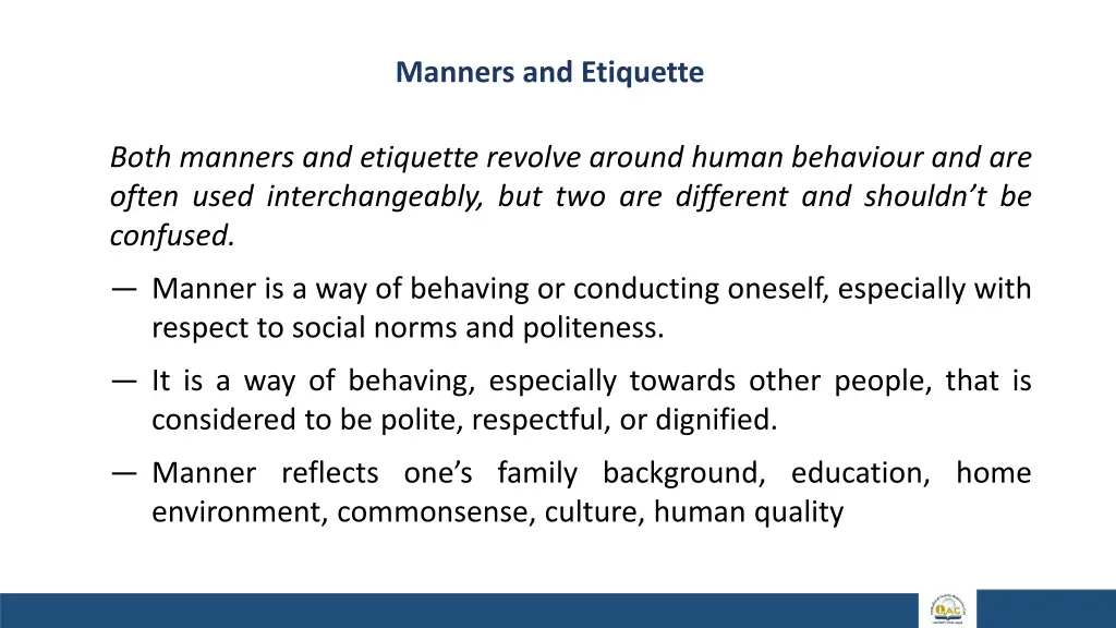 manners and etiquette