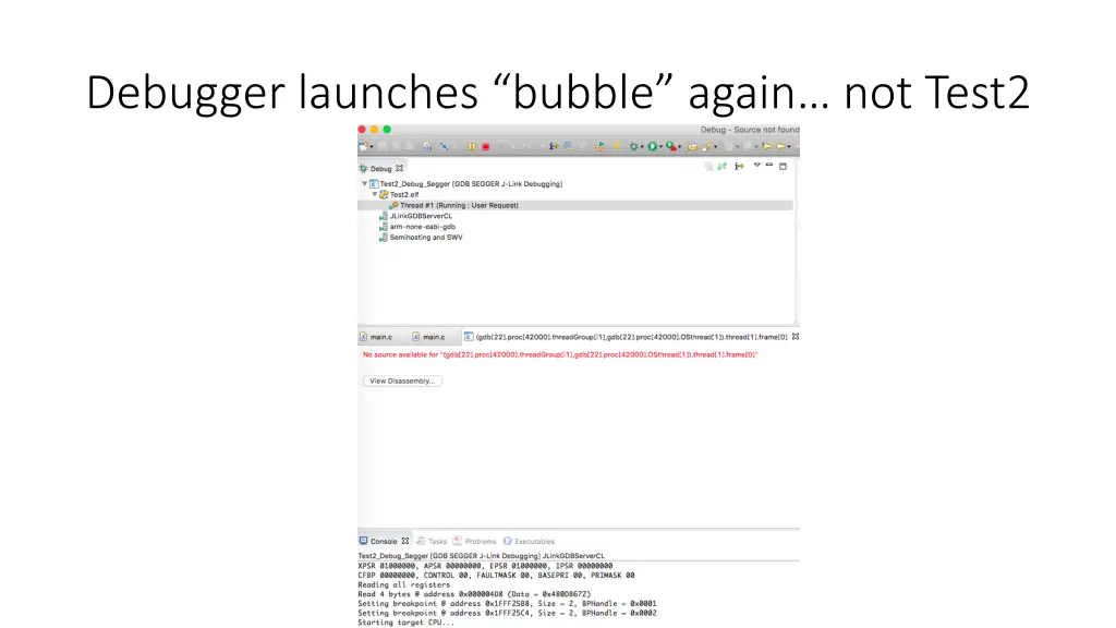 debugger launches bubble again not test2