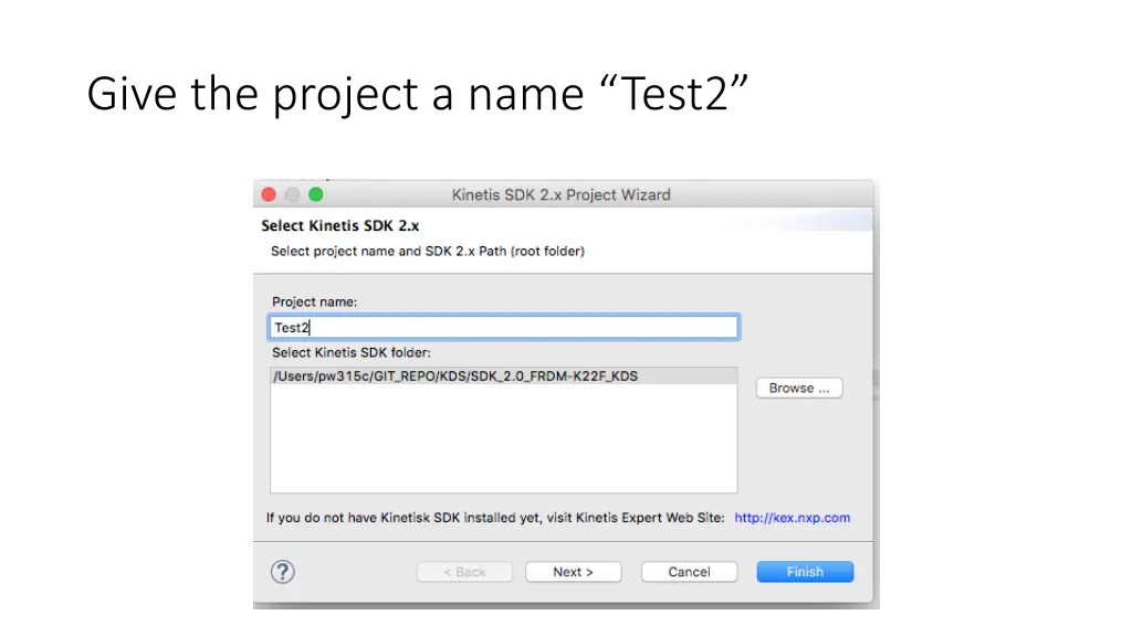 give the project a name test2
