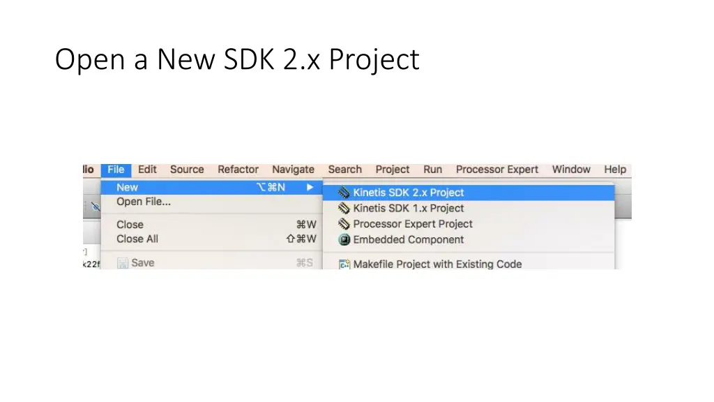 open a new sdk 2 x project