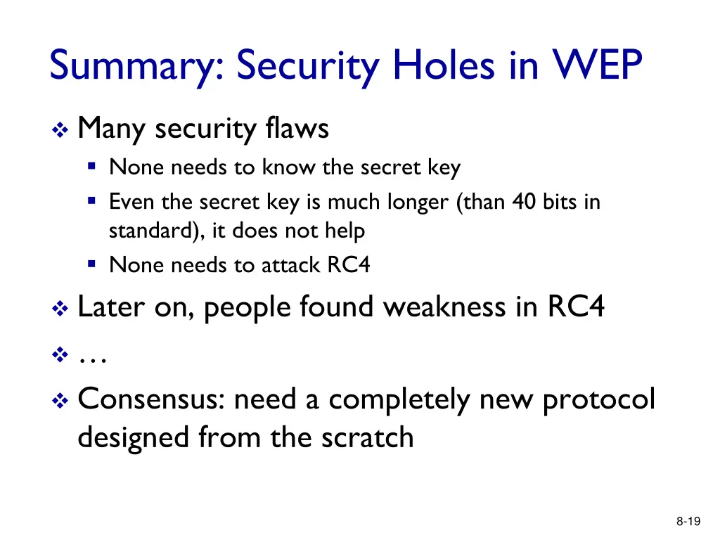 summary security holes in wep