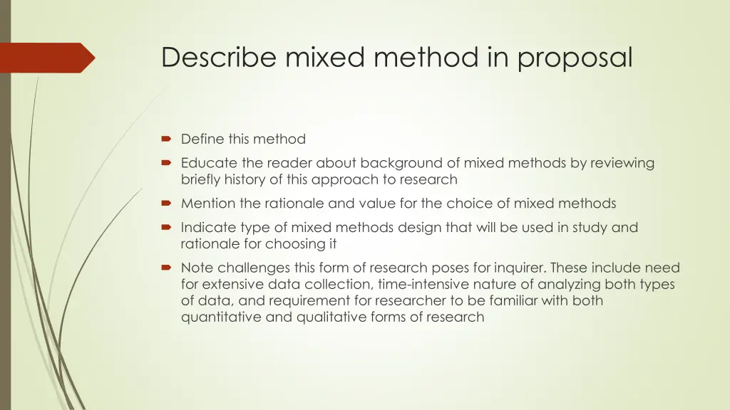describe mixed method in proposal