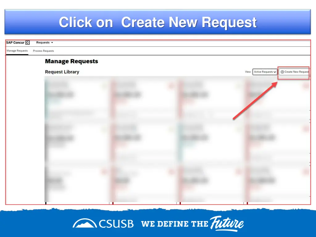 click on create new request