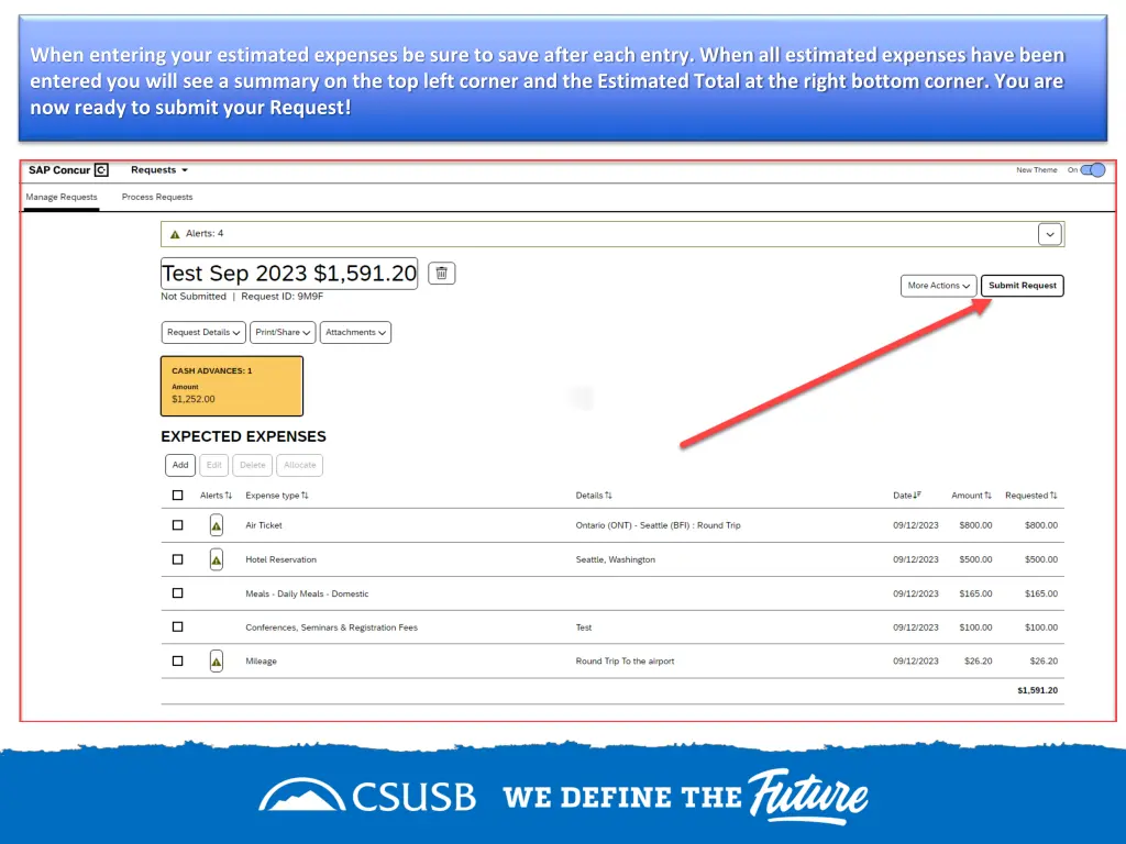 when entering your estimated expenses be sure