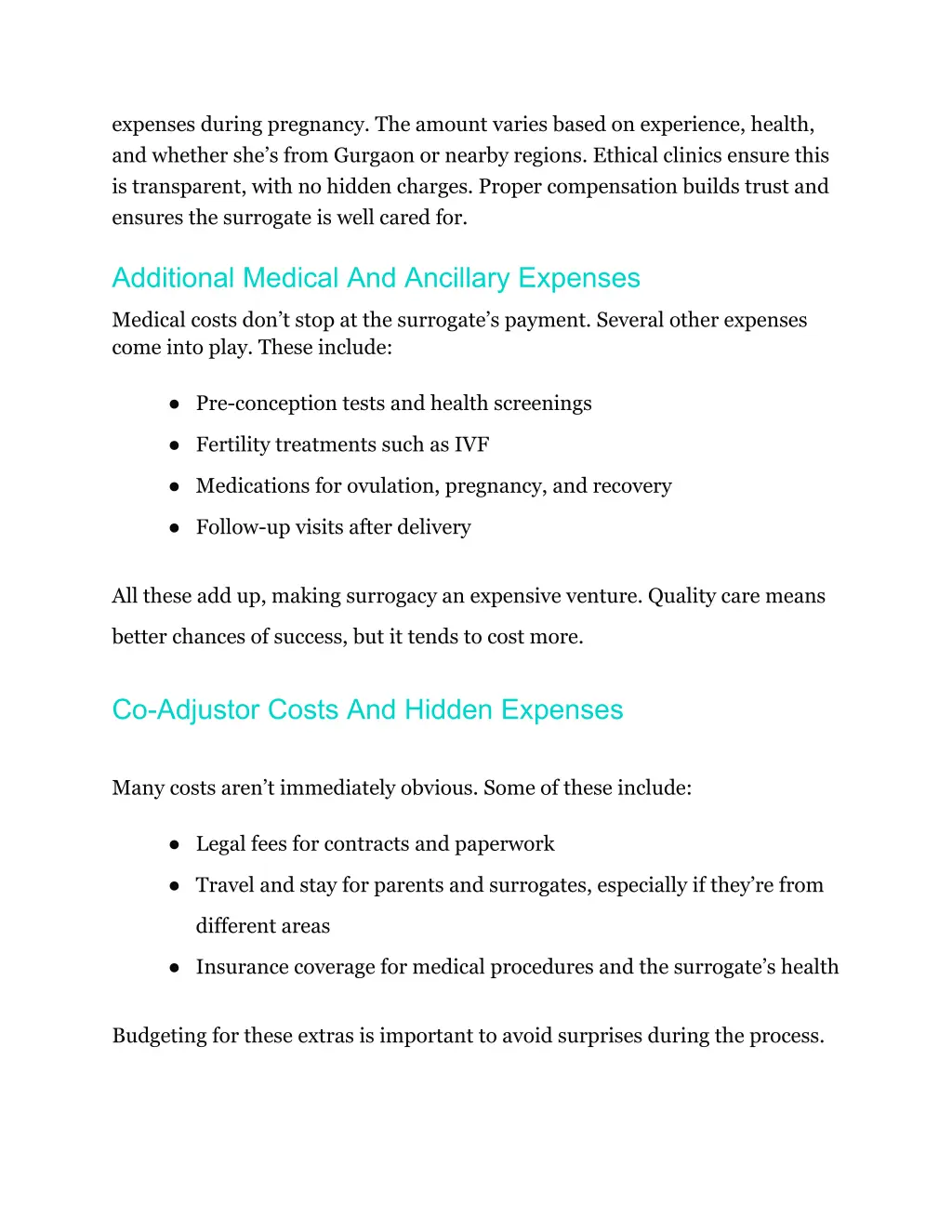 expenses during pregnancy the amount varies based