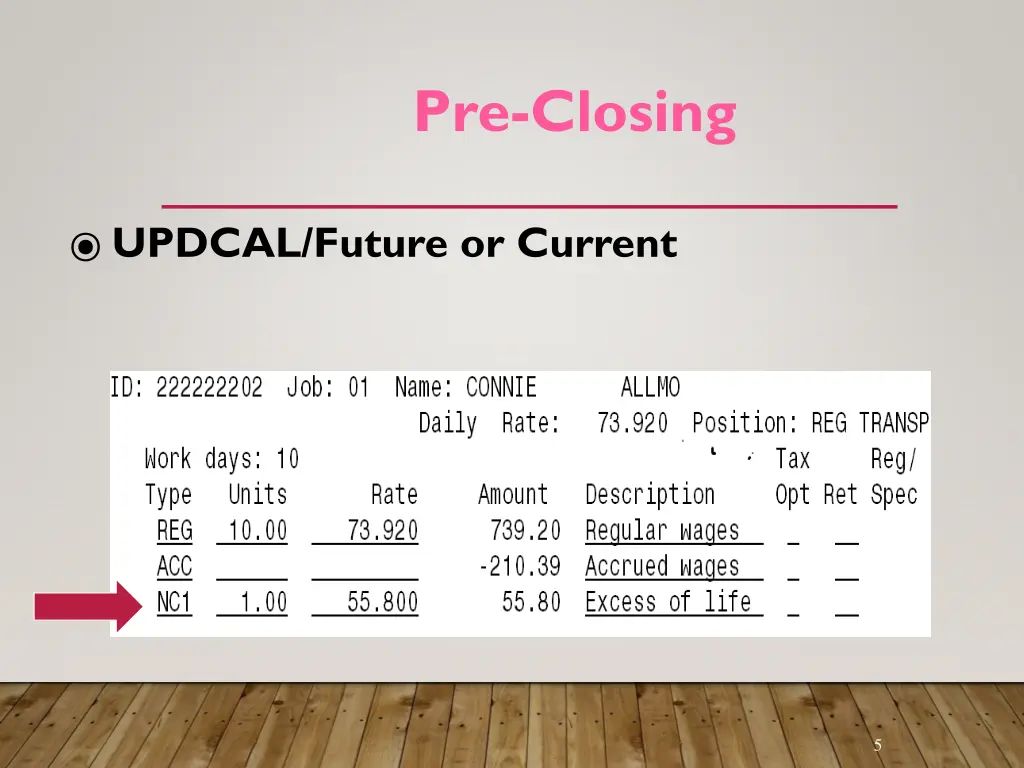 pre closing 2