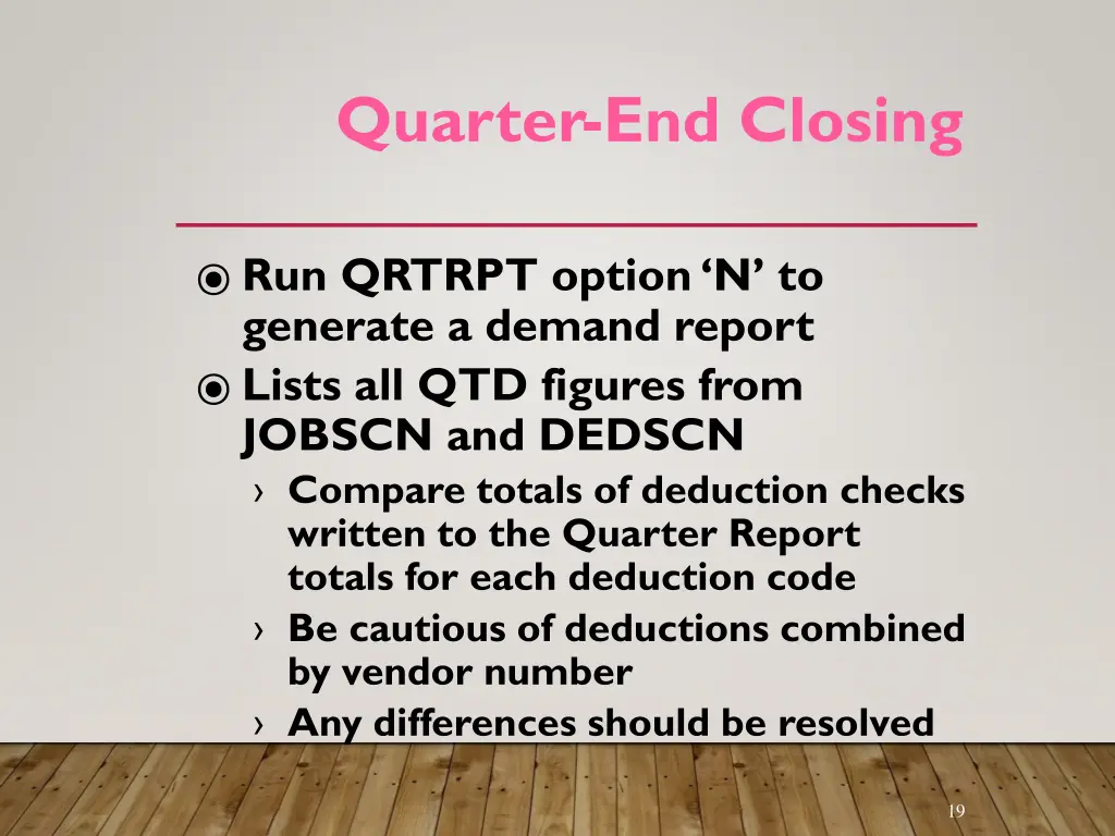quarter end closing