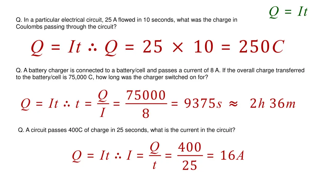 q in a particular electrical circuit 25 a flowed