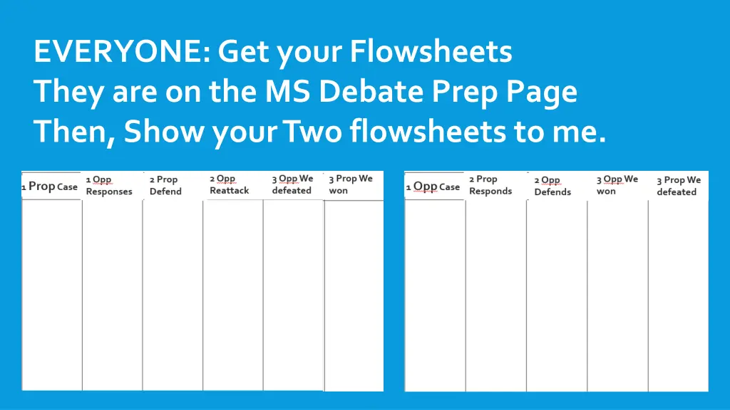 everyone get your flowsheets they