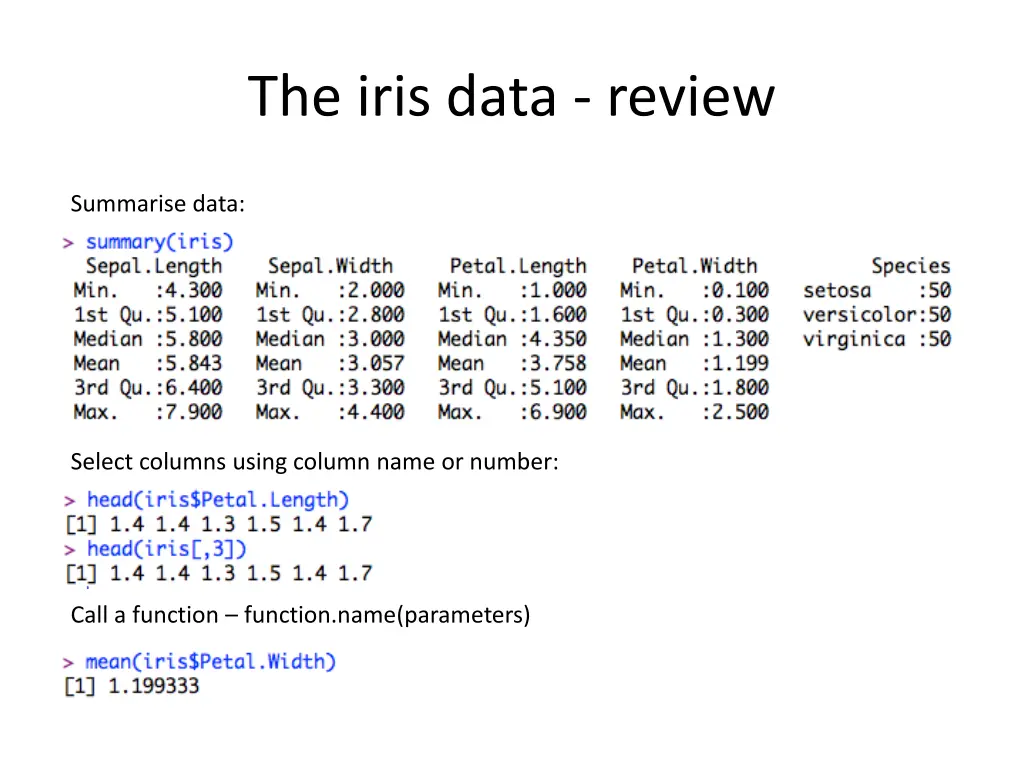 the iris data review 1