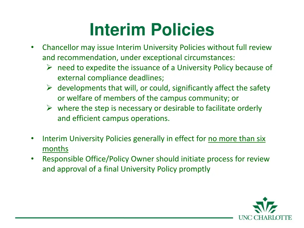 interim policies