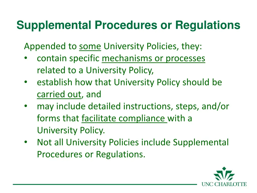 supplemental procedures or regulations