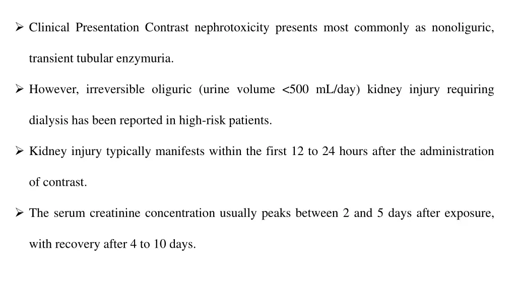 clinical presentation contrast nephrotoxicity