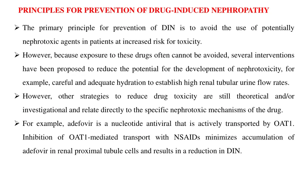 principles for prevention of drug induced