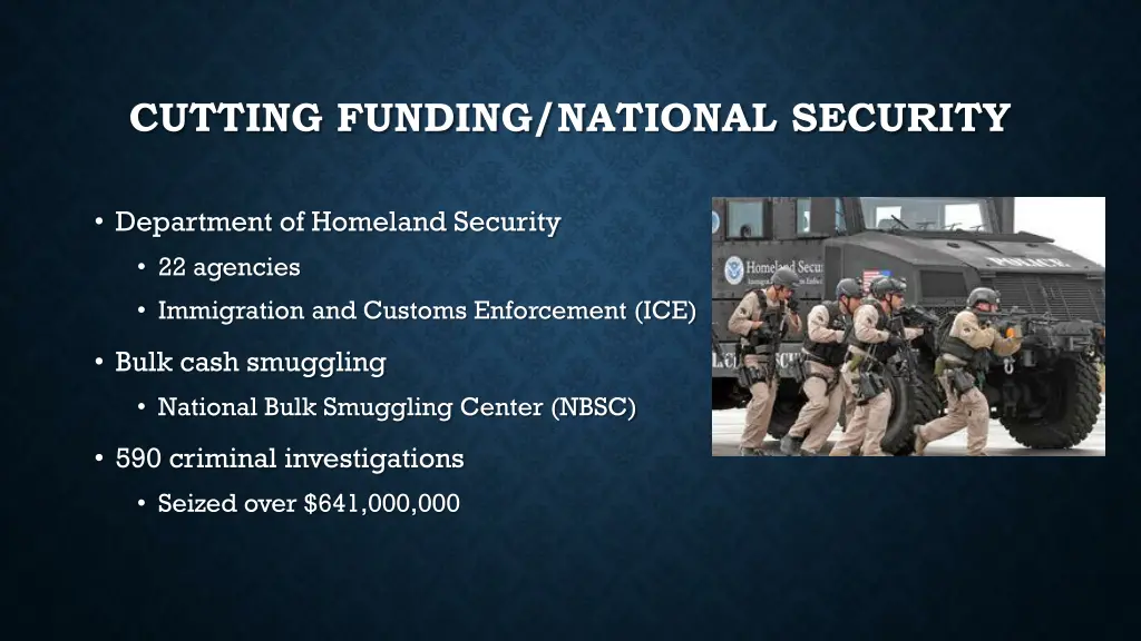cutting funding national security