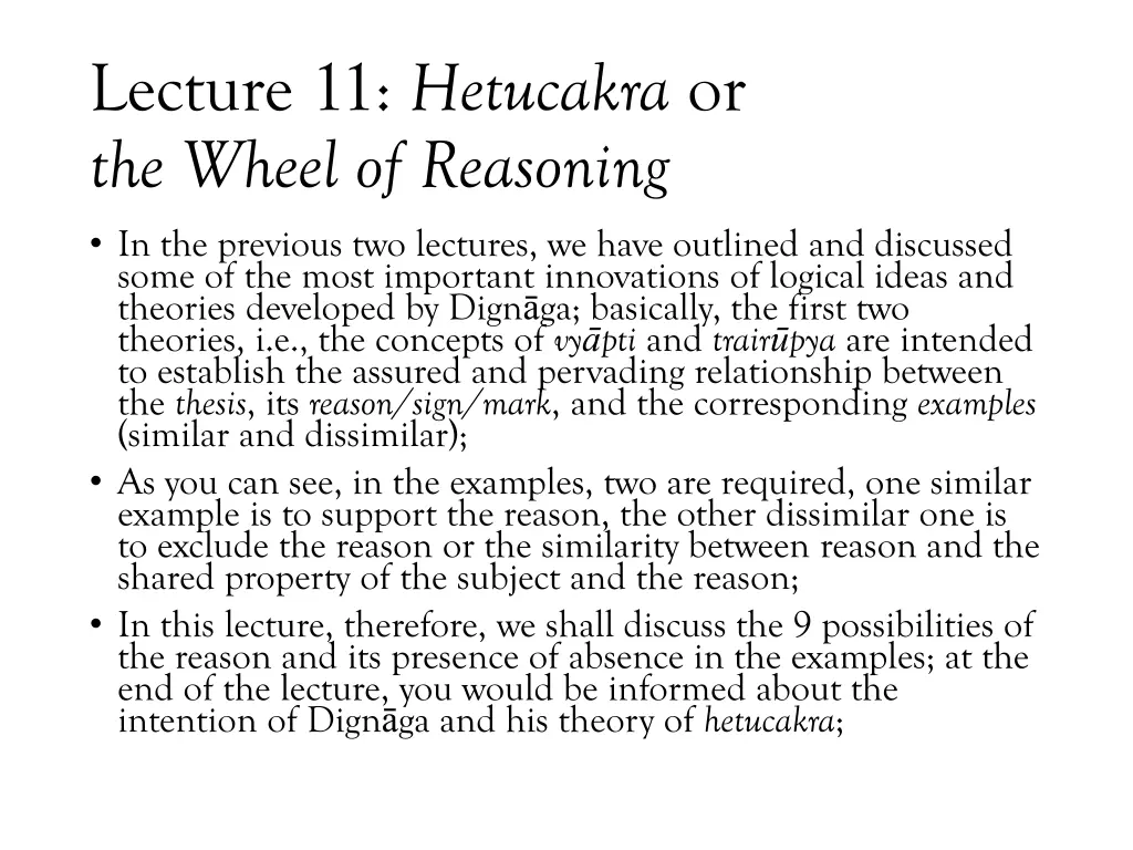 lecture 11 hetucakra or the wheel of reasoning