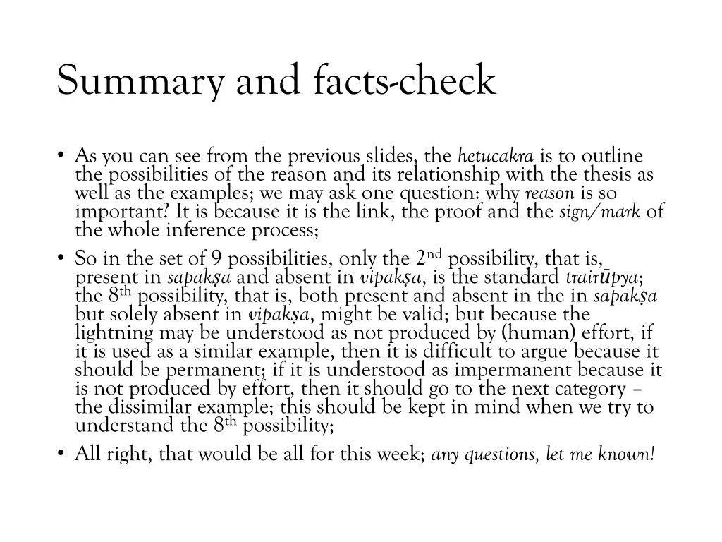 summary and facts check