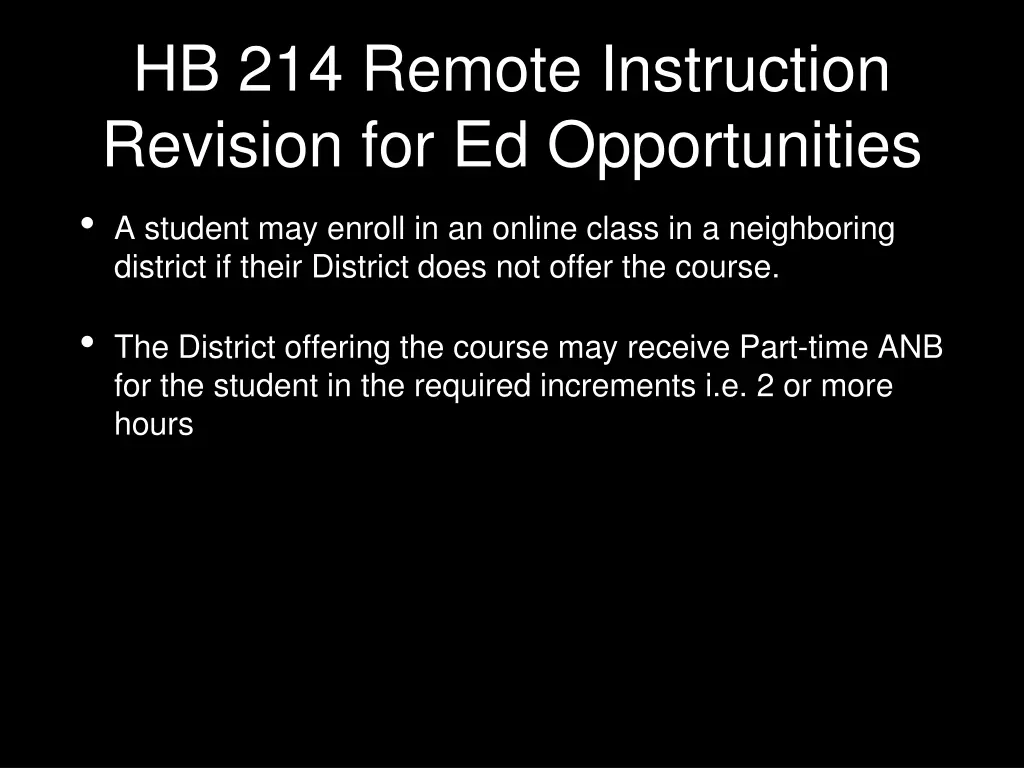 hb 214 remote instruction revision