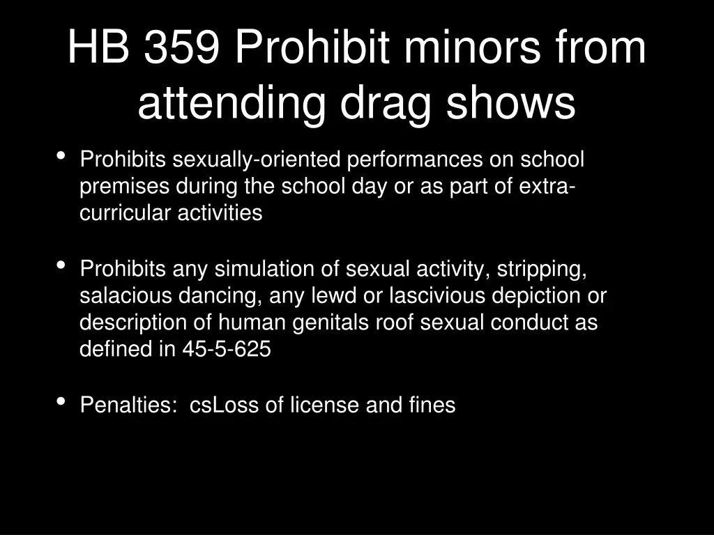 hb 359 prohibit minors from attending drag shows