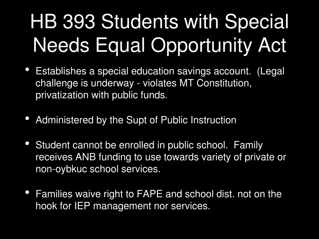 hb 393 students with special needs equal