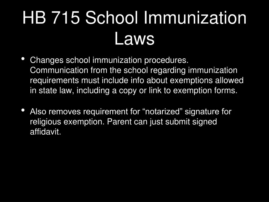 hb 715 school immunization laws changes school