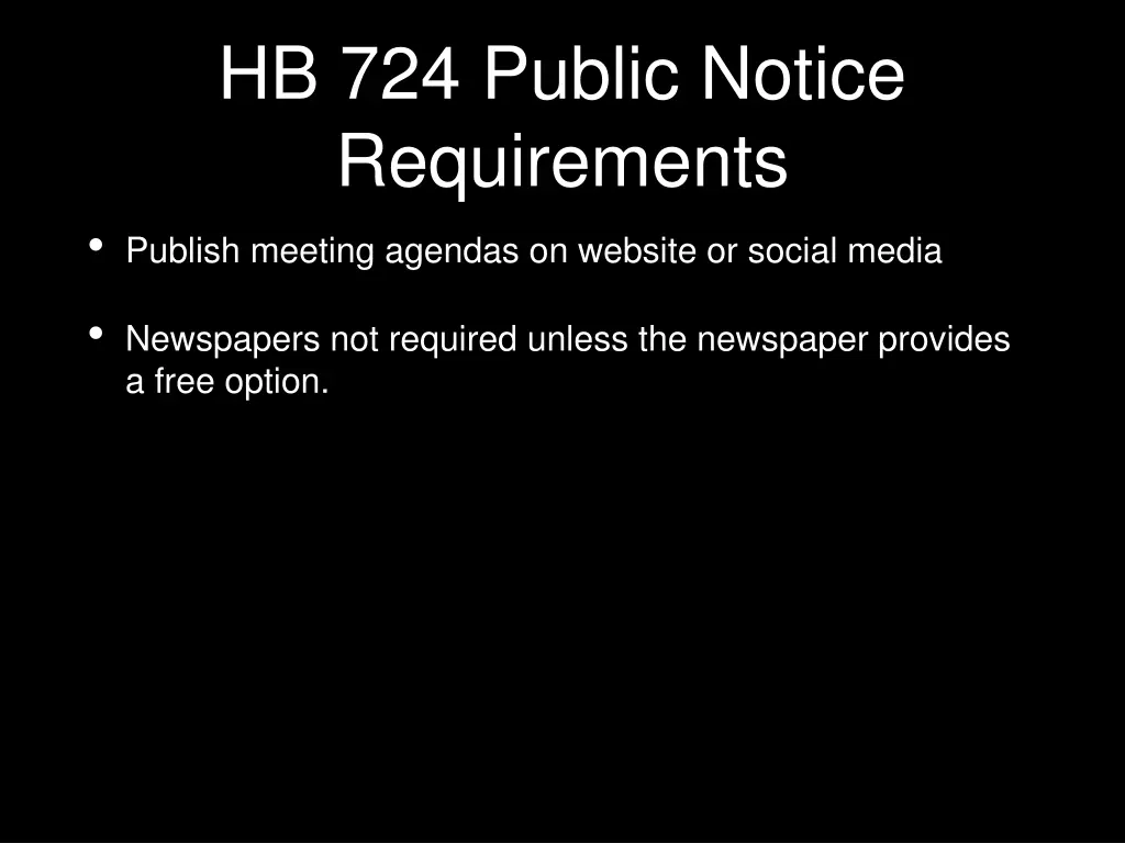 hb 724 public notice requirements publish meeting