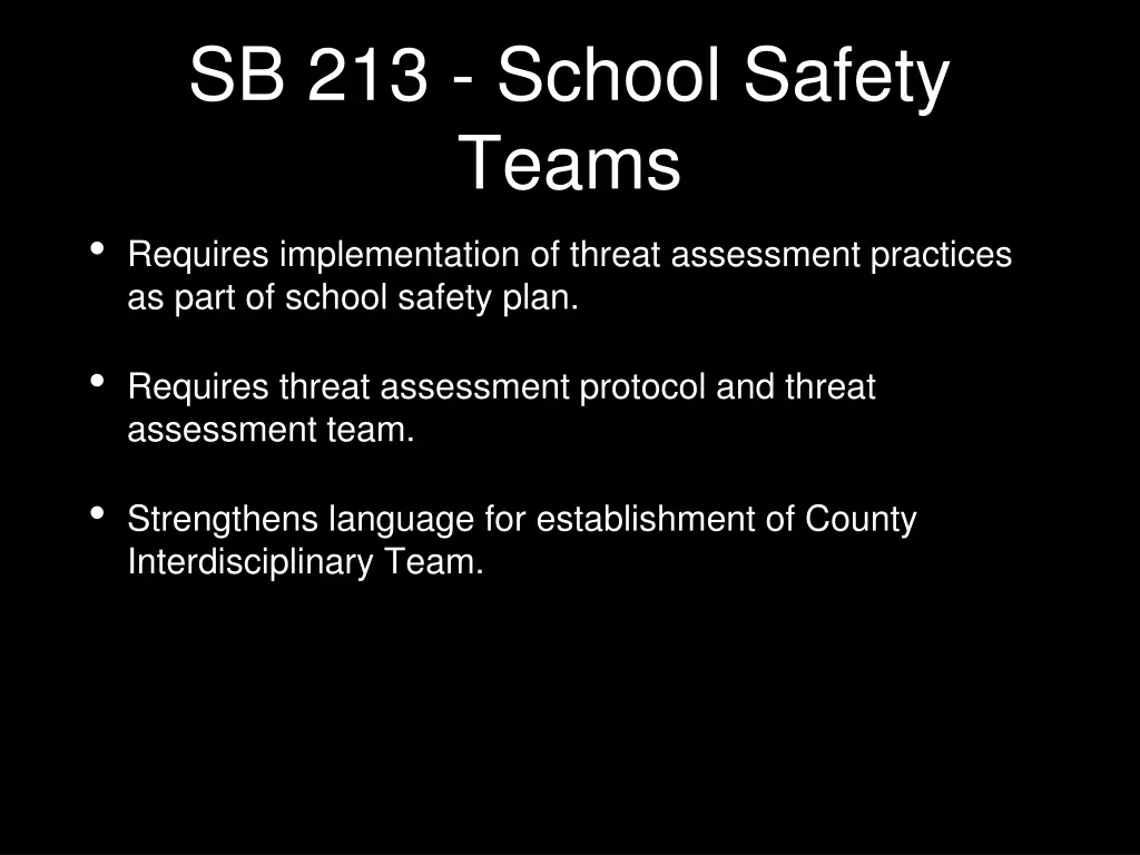 sb 213 school safety teams requires