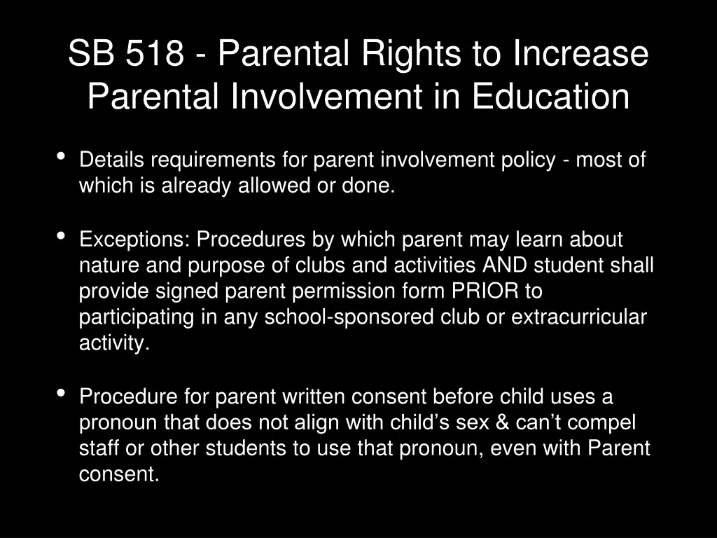 sb 518 parental rights to increase parental