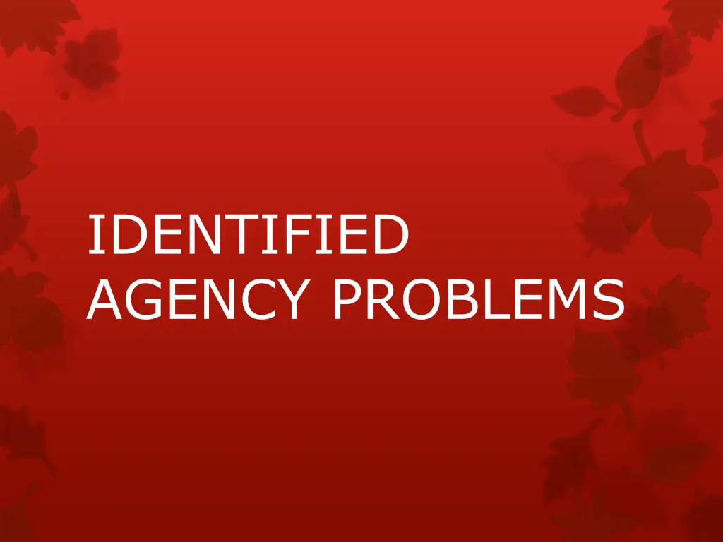 identified agency problems