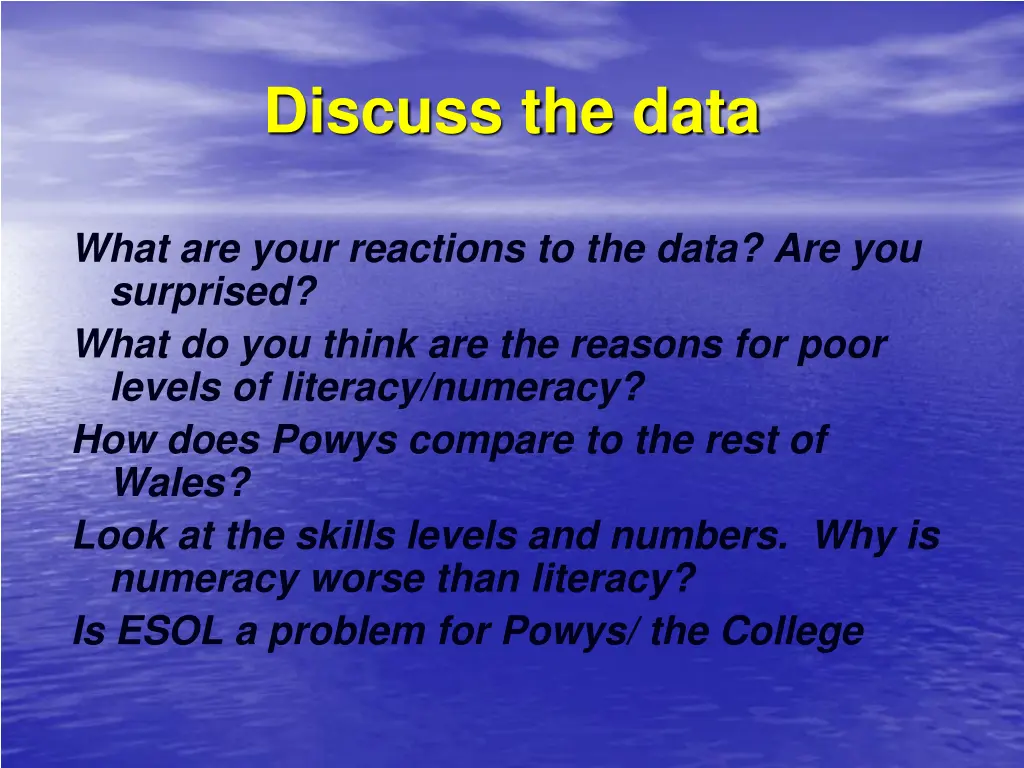 discuss the data