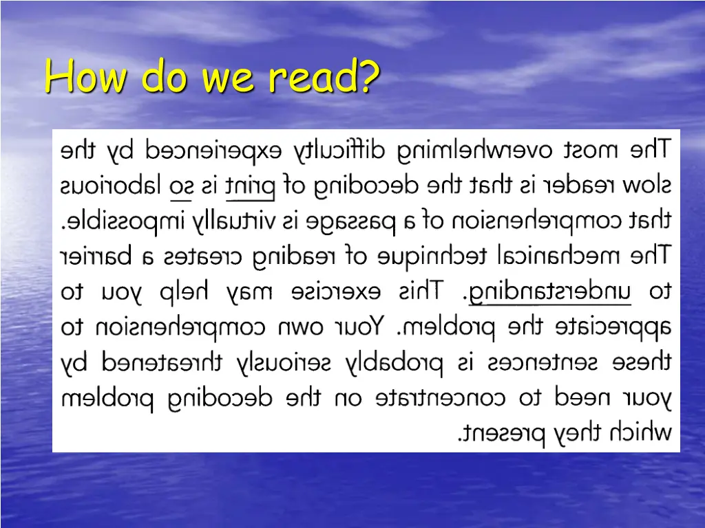 how do we read