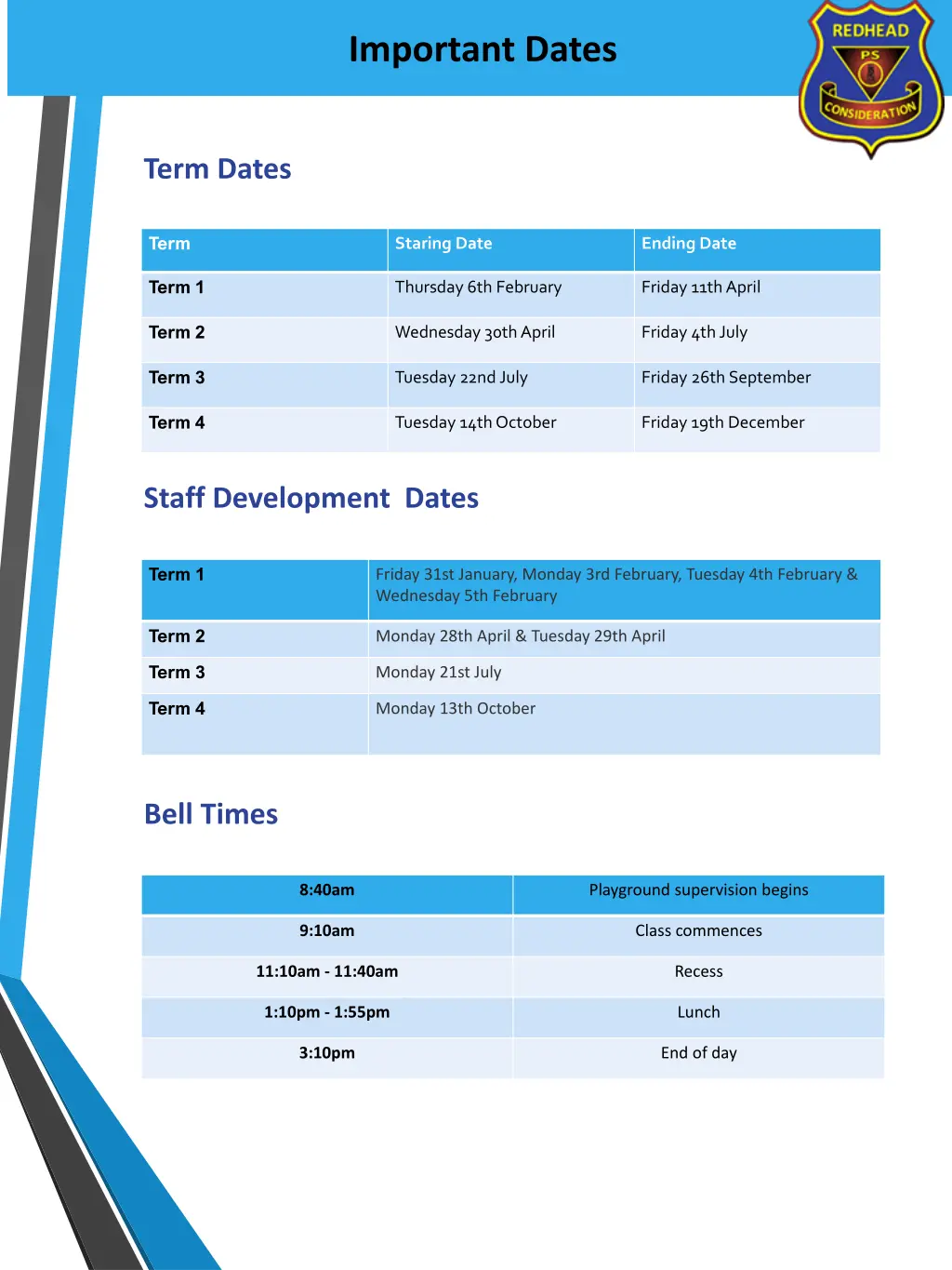 important dates