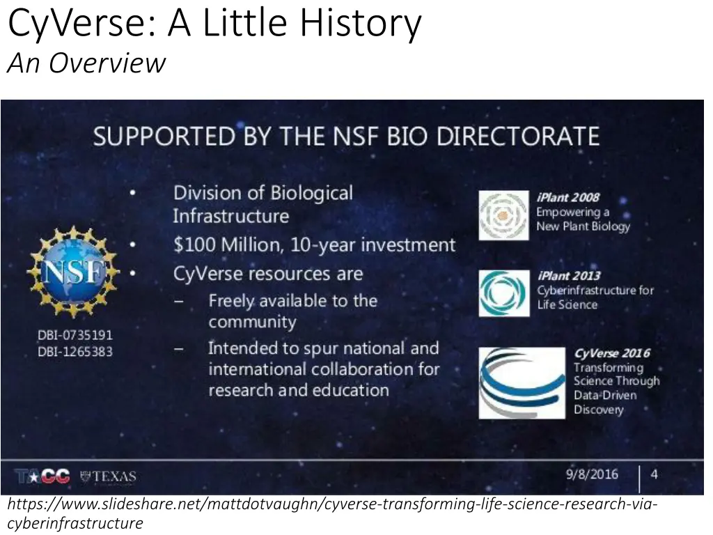 cyverse a little history an overview