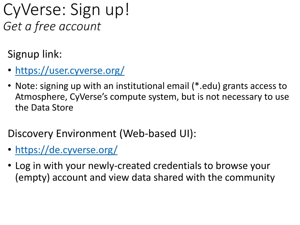 cyverse sign up get a free account