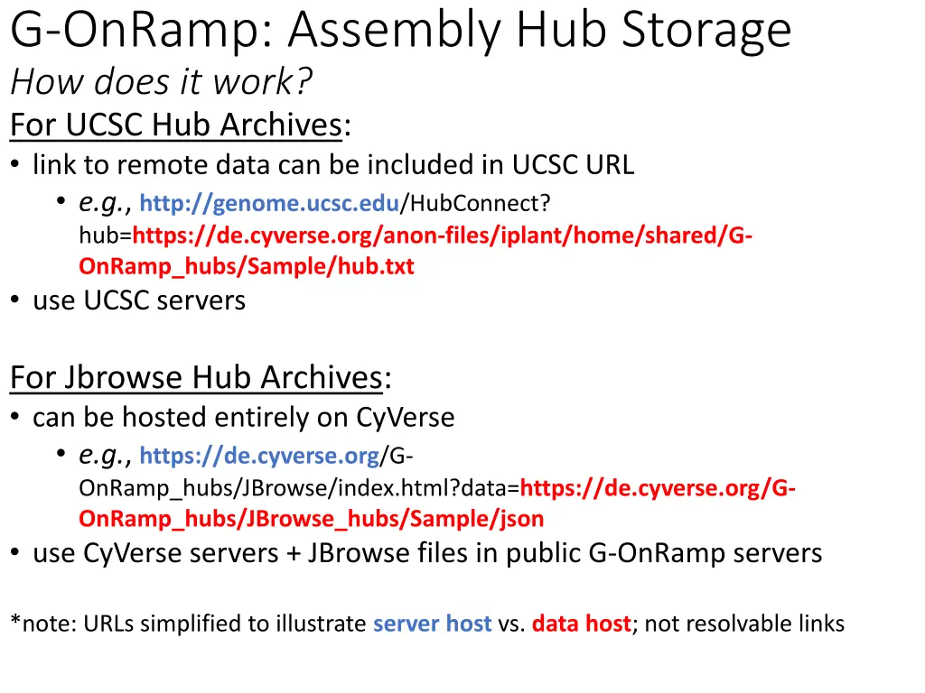 g onramp assembly hub storage how does it work