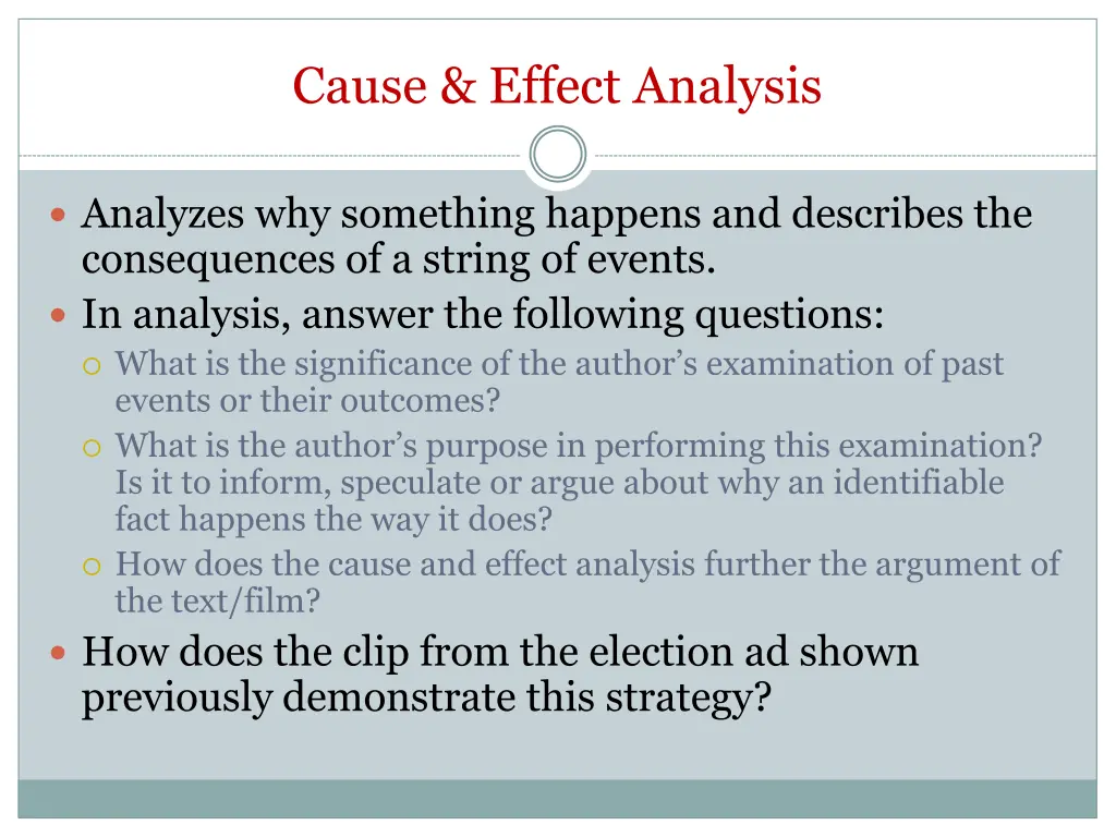 cause effect analysis